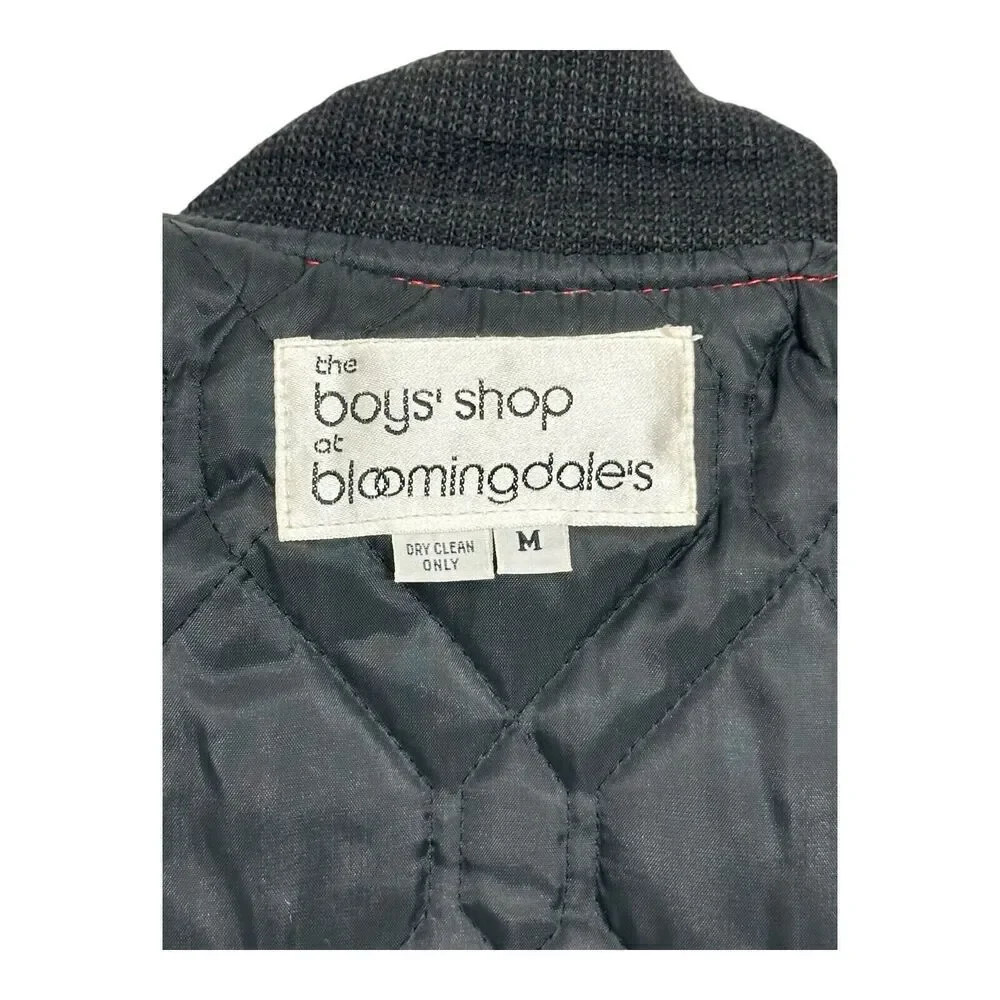 Bloomingdale's Varsity Jacket Boys Medium Red‎ Black Excellent World Staff Patch